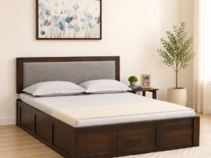 Drevik Modern Solid Wood Double Bed with Elegant Headboard