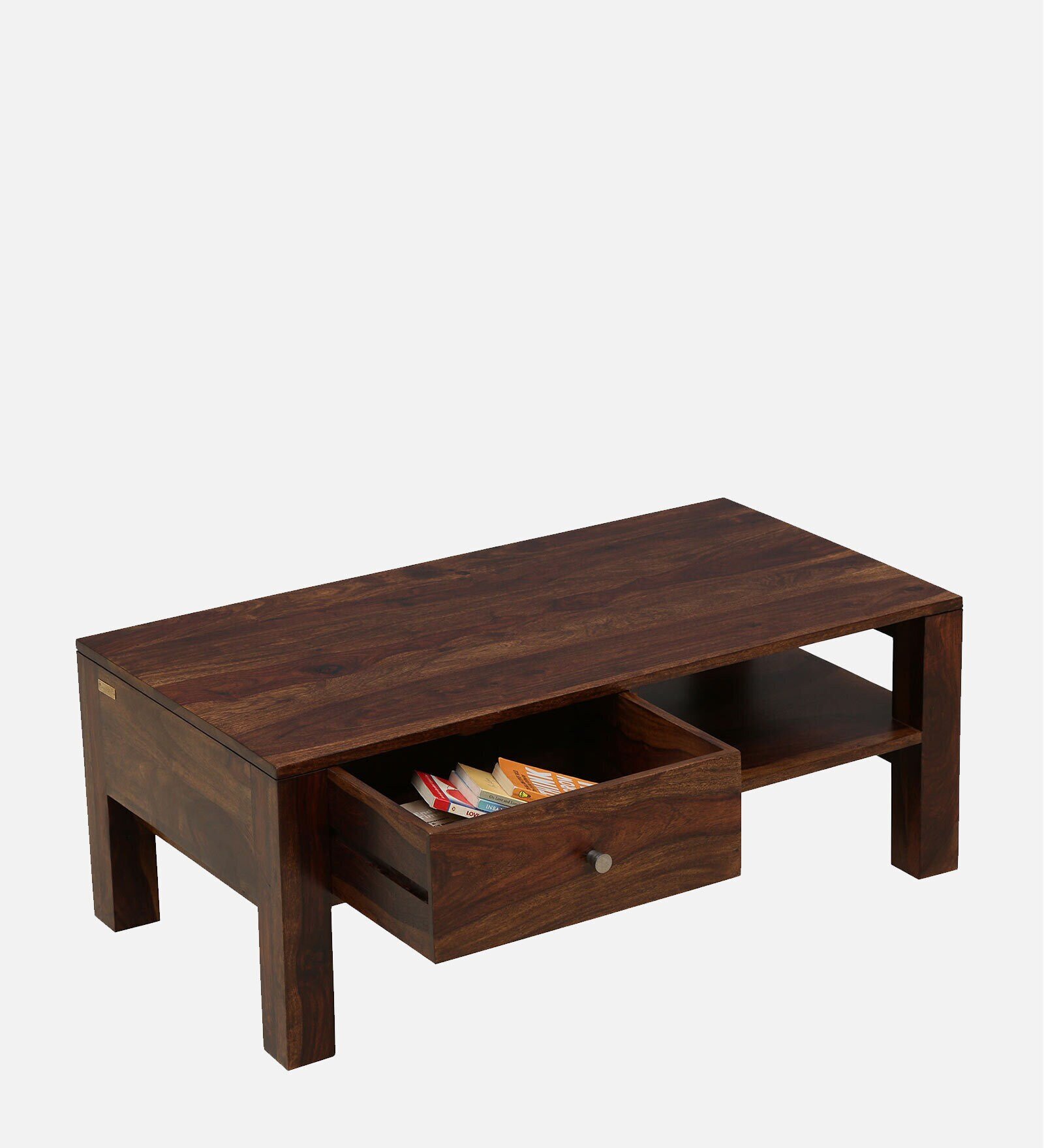 Elantra Solid Wood Coffee Table in Rustic Teak Finish - Image 2
