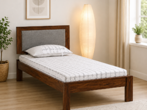 Elara Solid Sheesham Wood Single Bed in Premium Walnut Finish