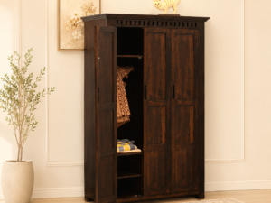 Elegant Sheesham Wood 3 Door Storage Almirah