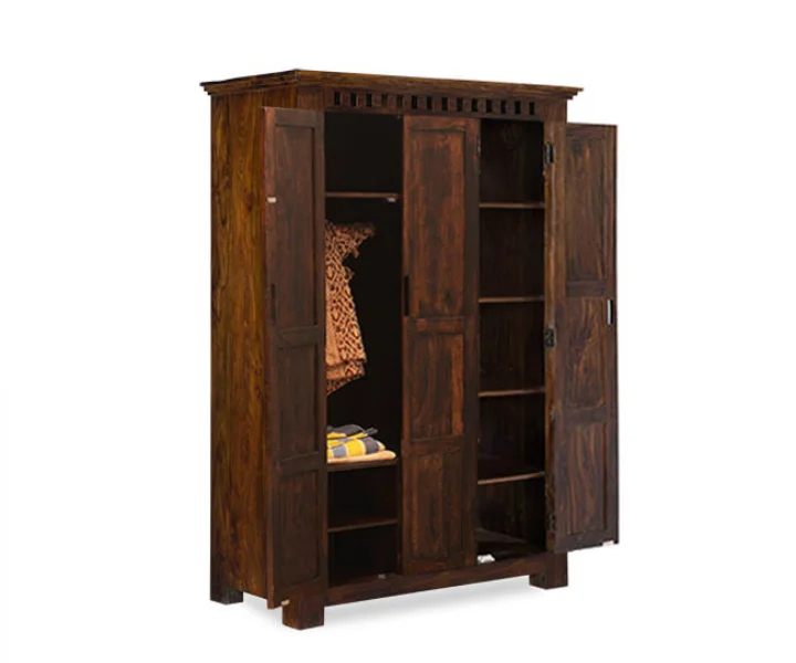 Elegant Sheesham Wood 3 Door Storage Almirah - Image 2