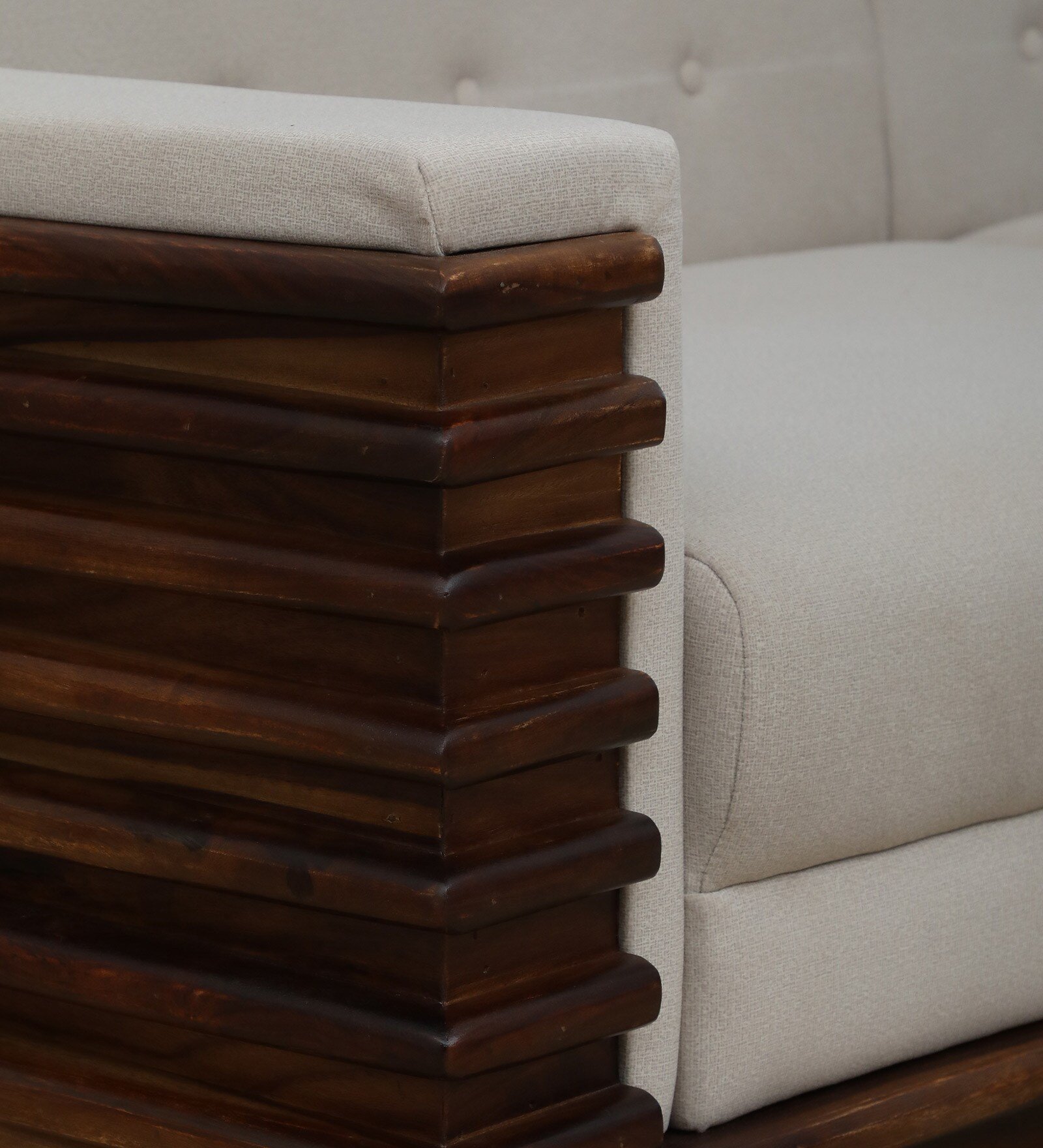 Elegant Solid Sheesham Wood 1 Seater Sofa in Honey Oak Finish for Modern Homes - Image 2