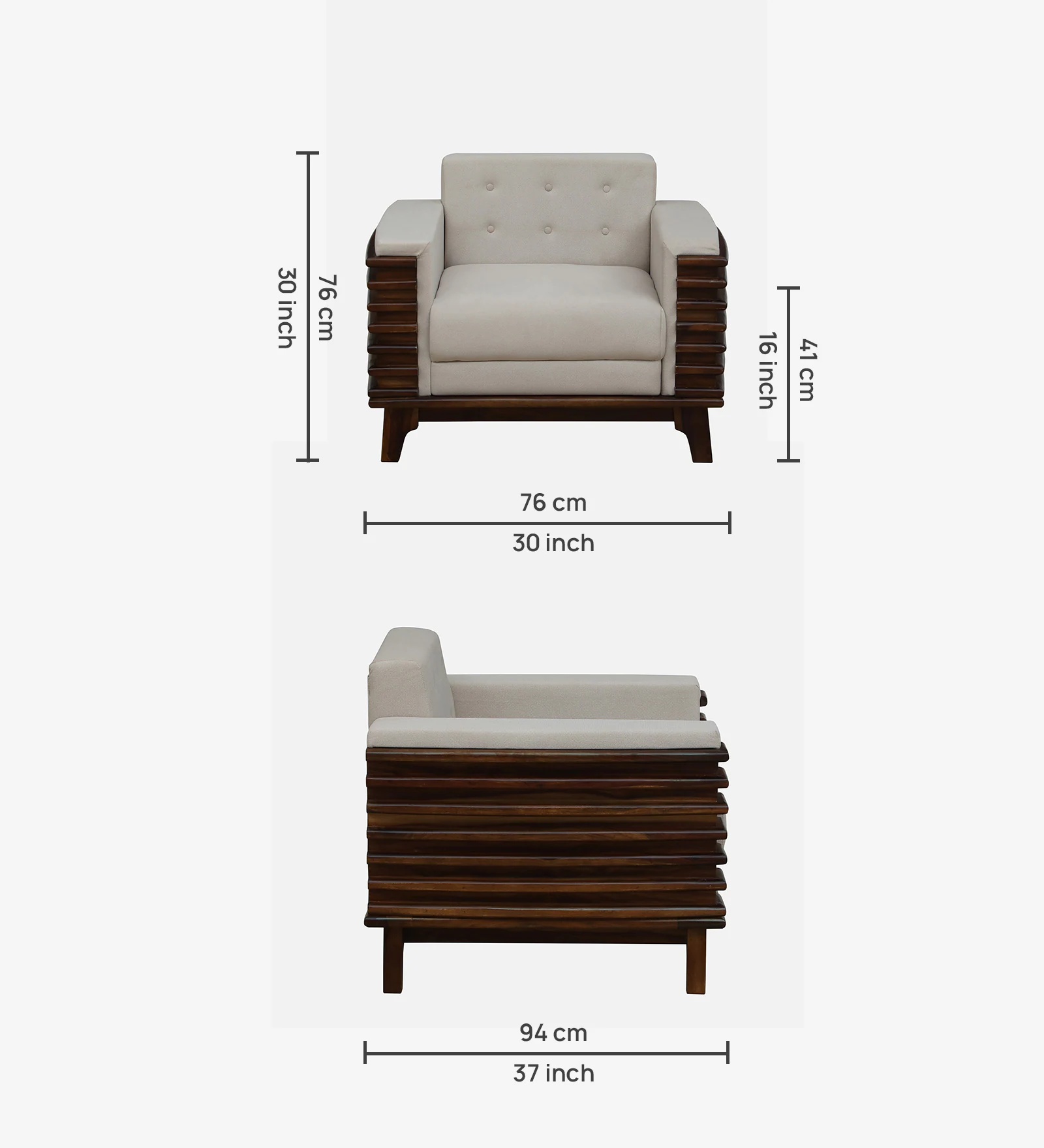 Elegant Solid Sheesham Wood 1 Seater Sofa in Honey Oak Finish for Modern Homes - Image 7