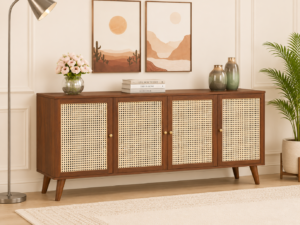 Elmbrook Solid Sheesham Wood Cabinet in Walnut Finish