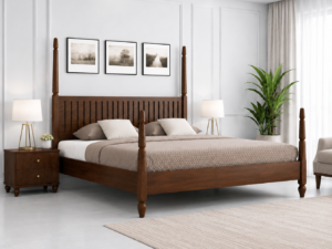 Elowen Solid Sheesham Wood Platform Bed in Rich Walnut Finish