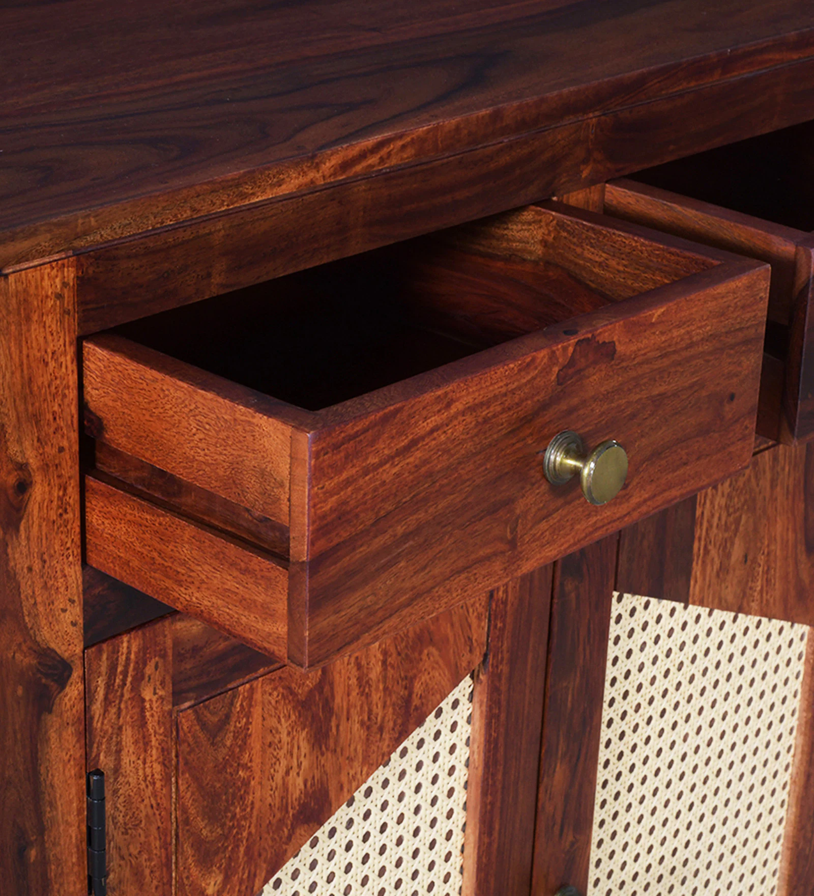 Elowen Solid Sheesham Wood Storage Cabinet in Honey Walnut Finish - Image 3