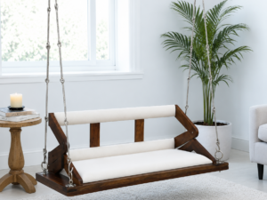 Elsora Premium Wooden Swing Bench with Comfortable Upholstered Cushion