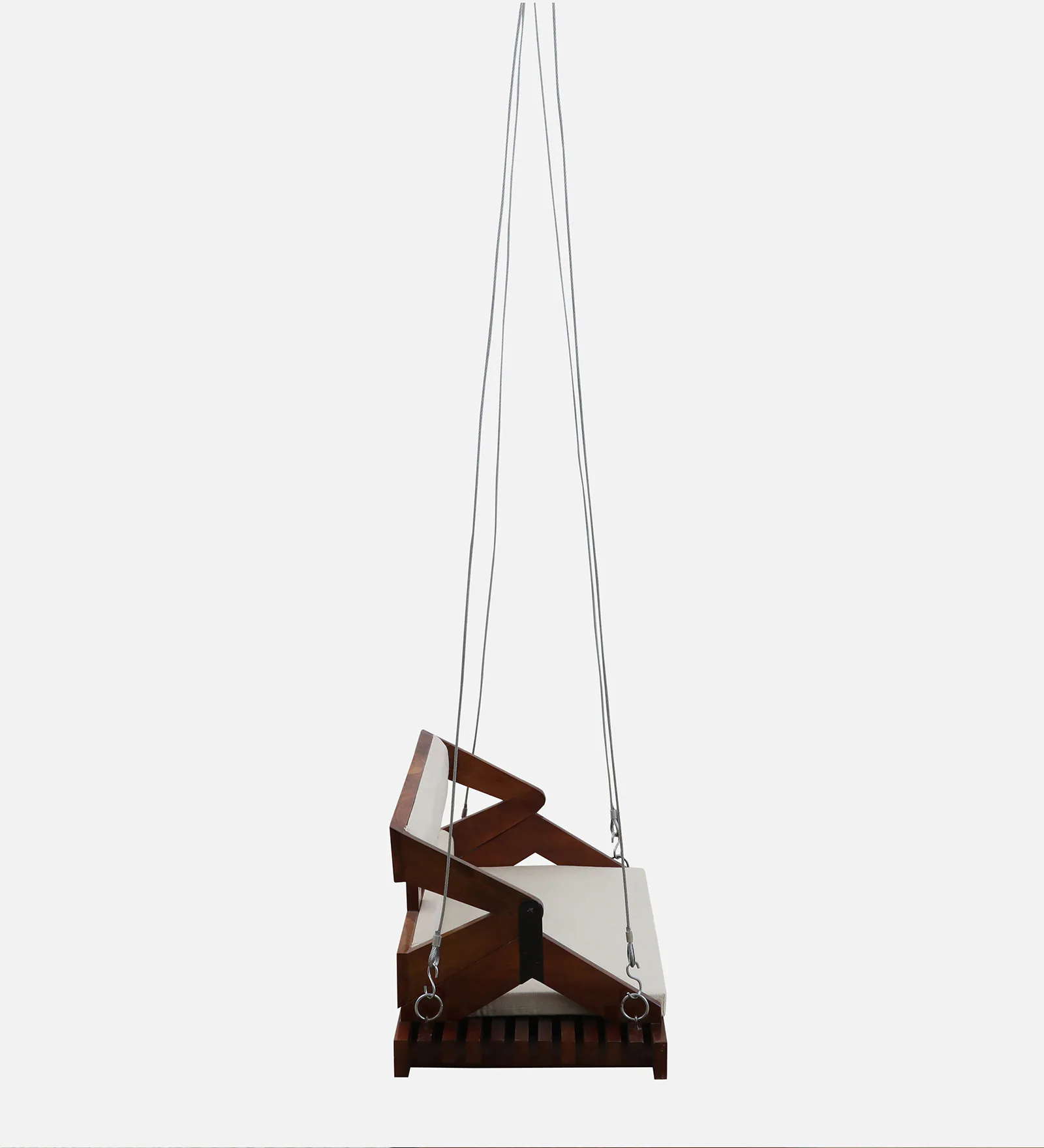 Elvanto Solid Wood Wooden Swing with Premium Upholstered Seating in Walnut Finish - Image 2