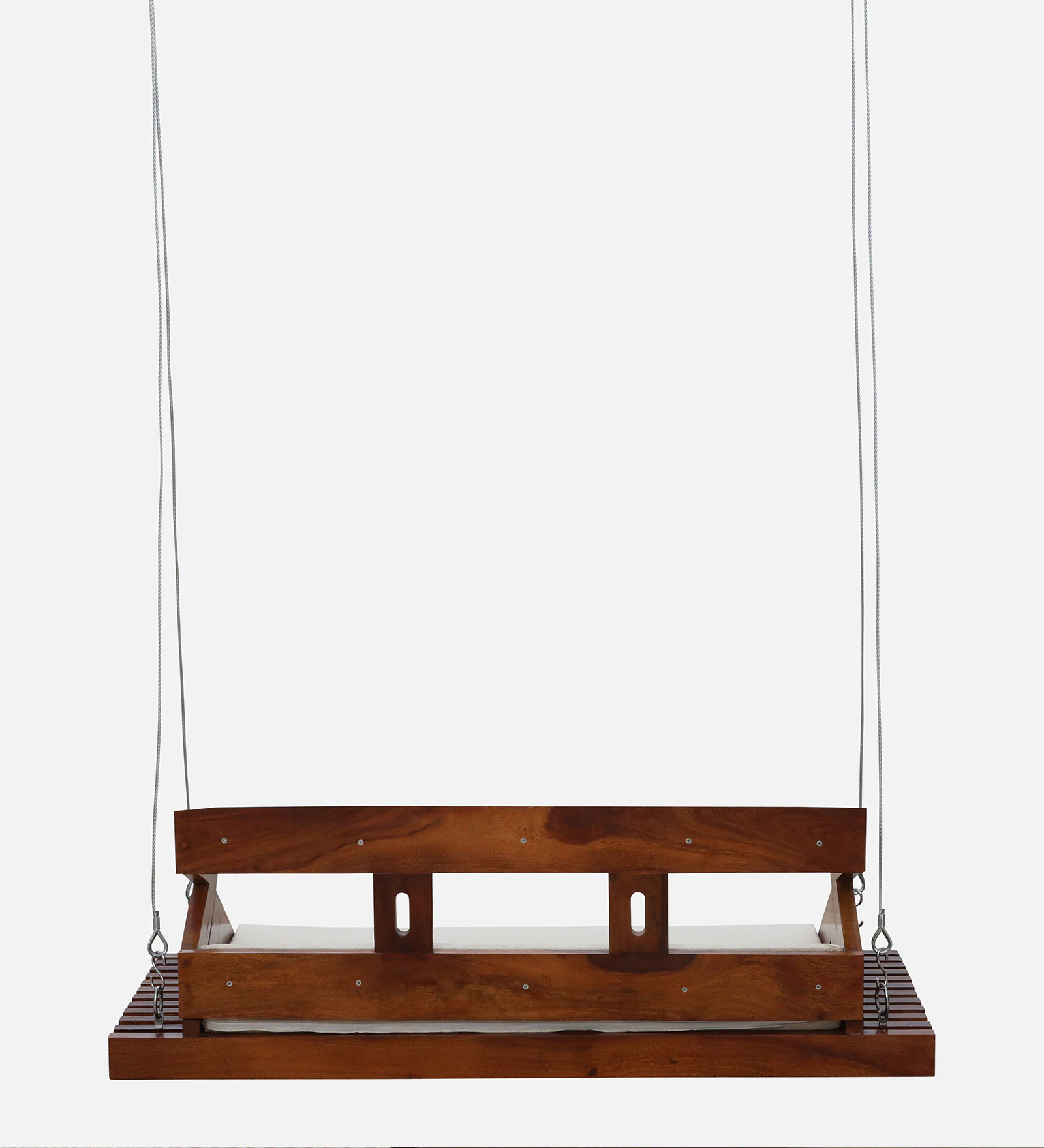 Elvanto Solid Wood Wooden Swing with Premium Upholstered Seating in Walnut Finish - Image 3