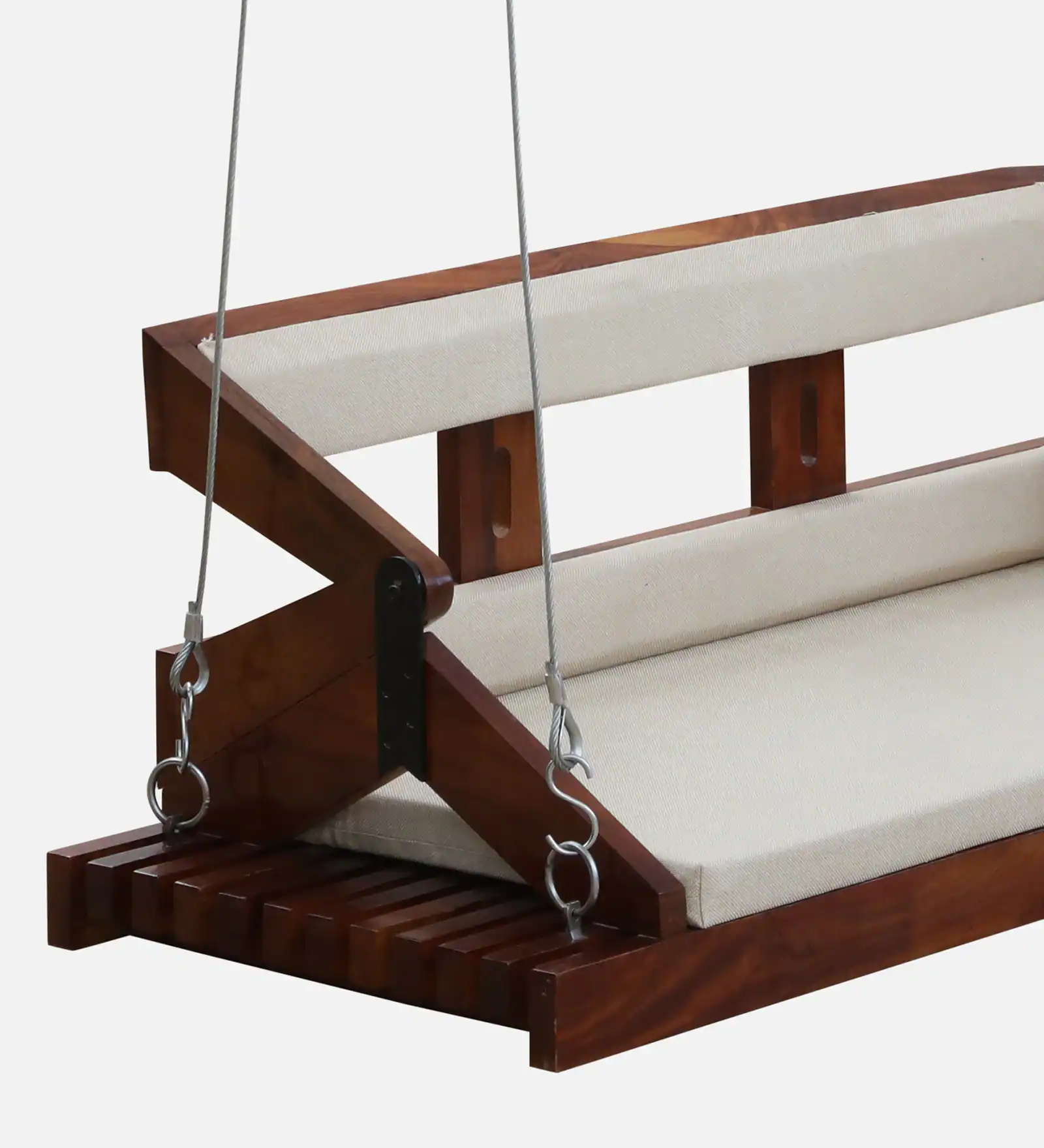 Elvanto Solid Wood Wooden Swing with Premium Upholstered Seating in Walnut Finish - Image 4