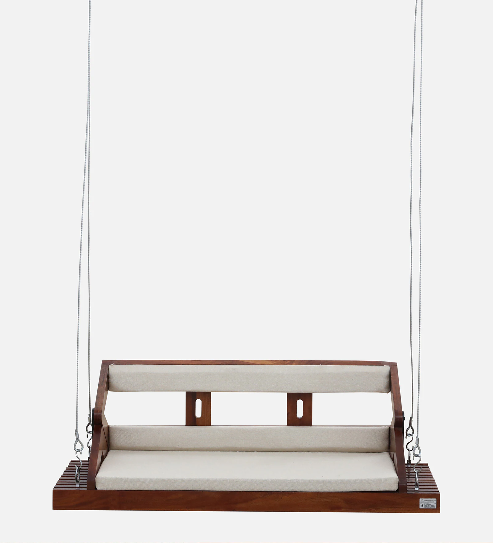 Elvanto Solid Wood Wooden Swing with Premium Upholstered Seating in Walnut Finish - Image 5