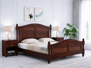 Elvara Sheesham Wood Bed in Walnut Finish