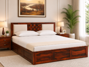Elviston Contemporary Solid Wood Double Bed with Premium Finish