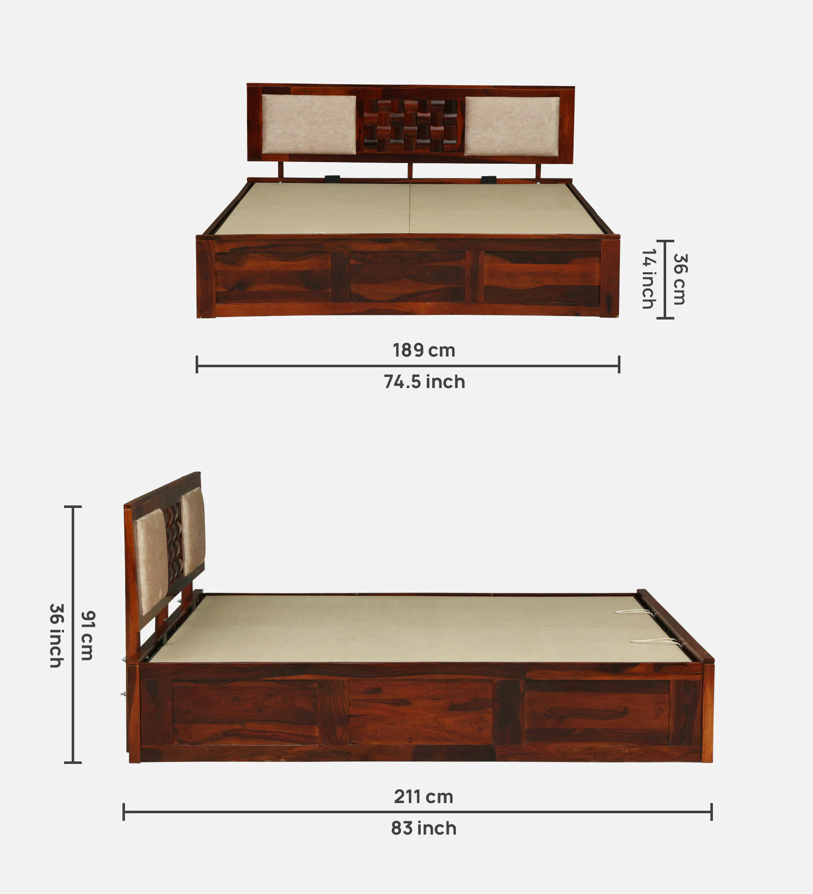 Elviston Contemporary Solid Wood Double Bed with Premium Finish - Image 4