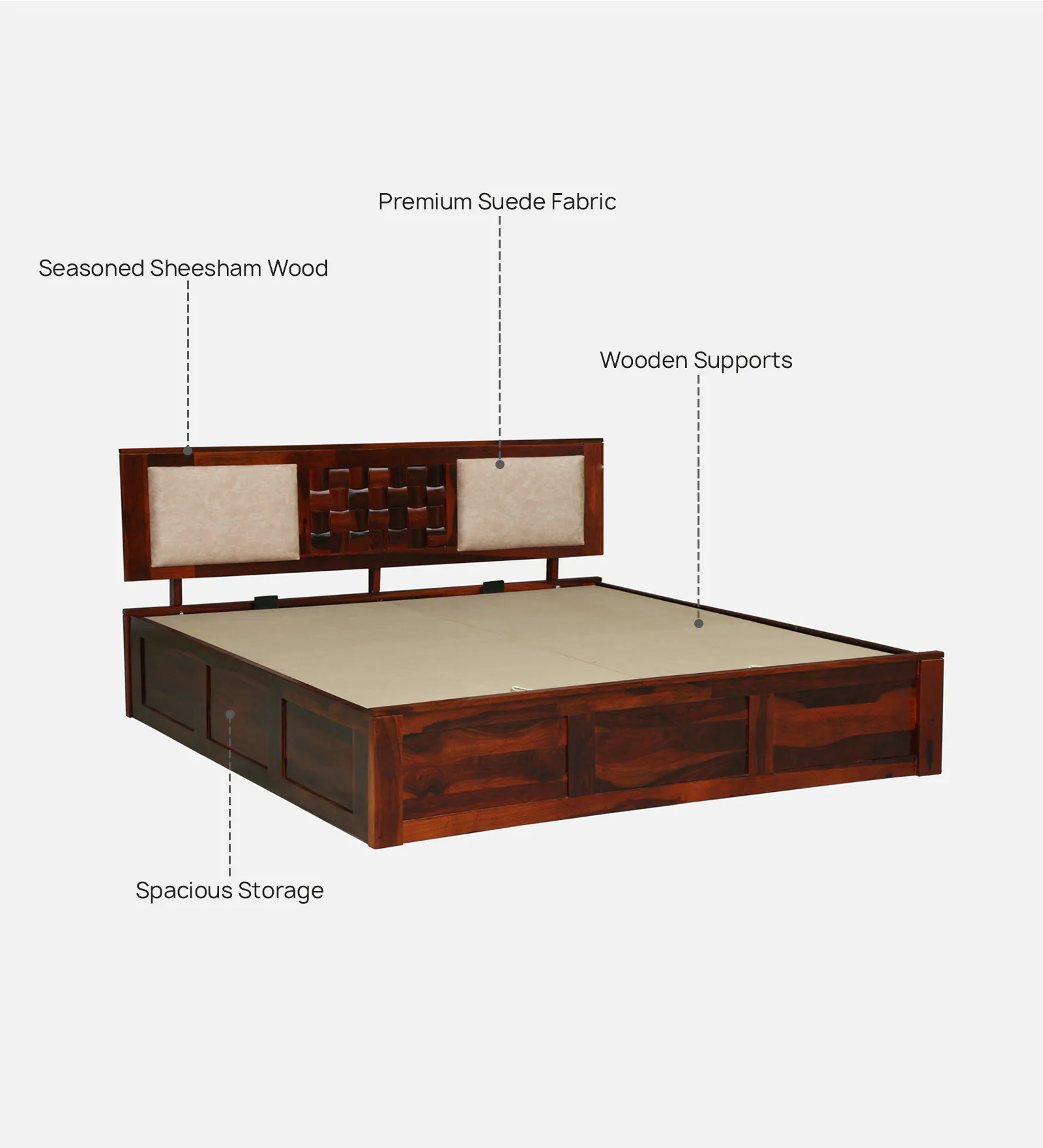 Elviston Contemporary Solid Wood Double Bed with Premium Finish - Image 5