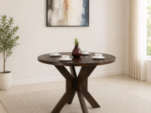 Elviston Premium Solid Sheesham Wood Dining Table in Honey Oak Finish