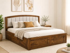 Elvora Premium Solid Sheesham Wood Platform Double Bed