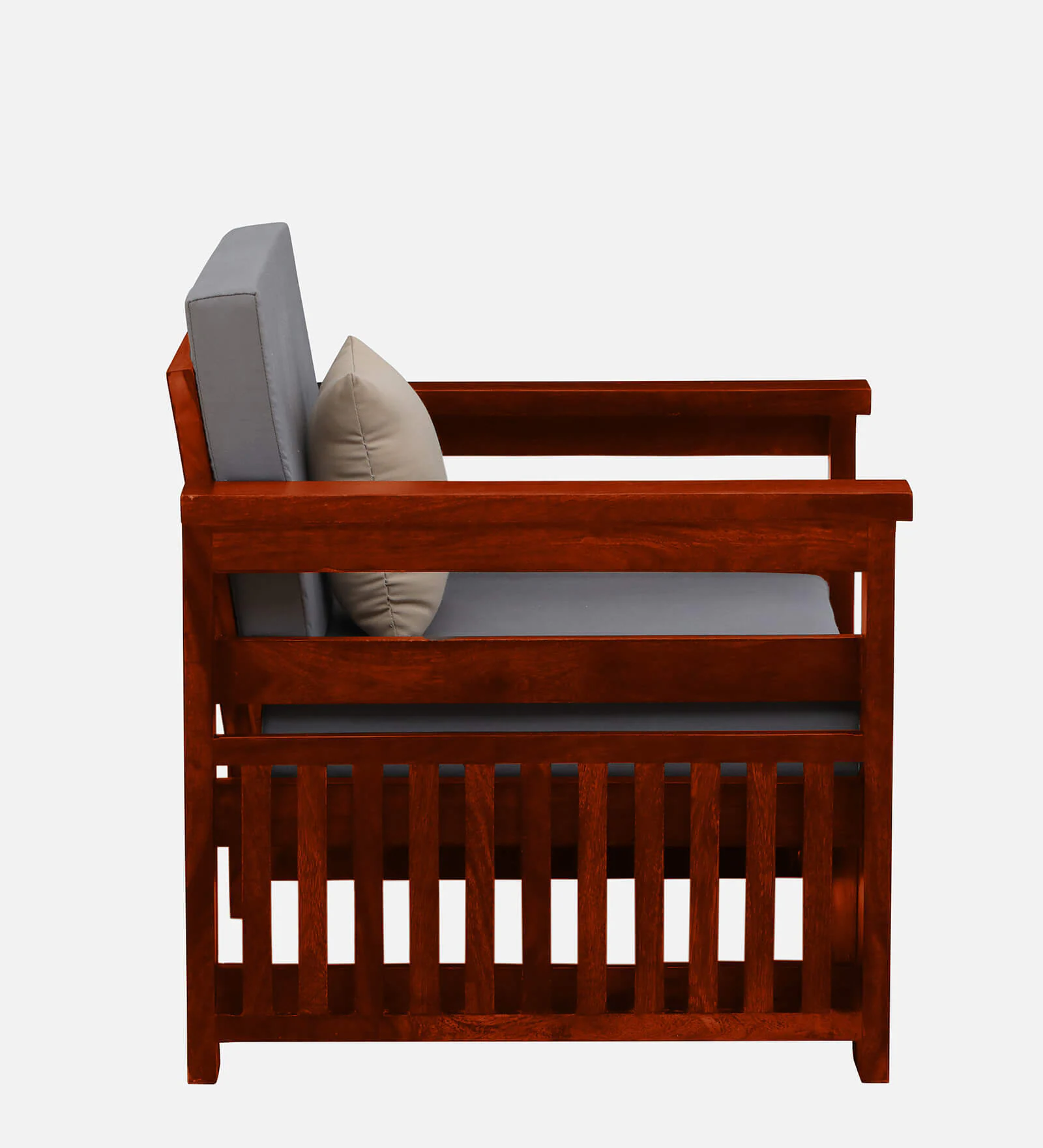 Elvora Sheesham Wood Comfort 1 Seater Sofa in Natural Teak Finish - Image 3