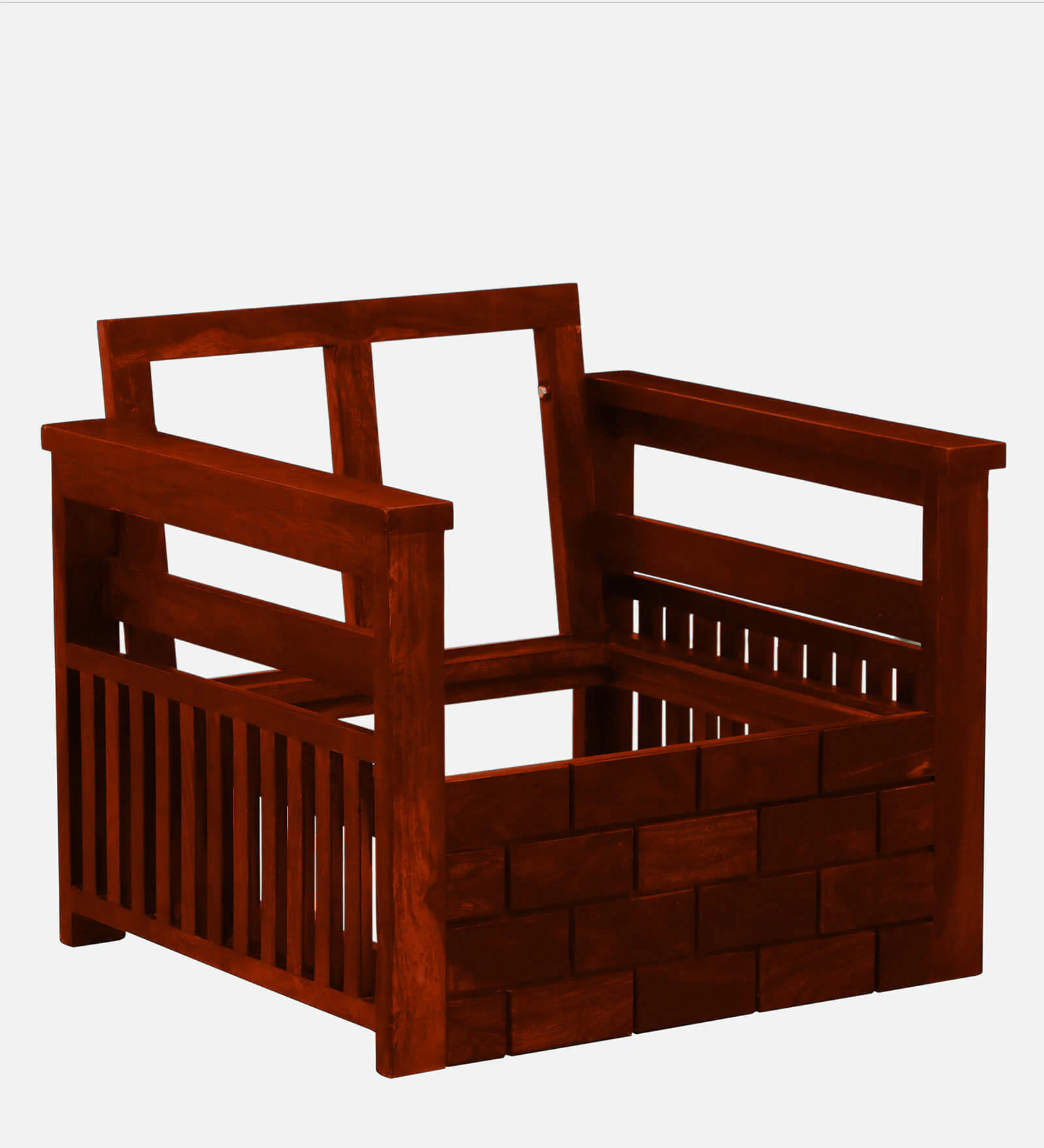 Elvora Sheesham Wood Comfort 1 Seater Sofa in Natural Teak Finish - Image 4