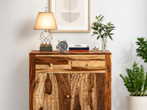 Elvora Solid Sheesham Wood Storage Cabinet with Spacious Dual Door Design