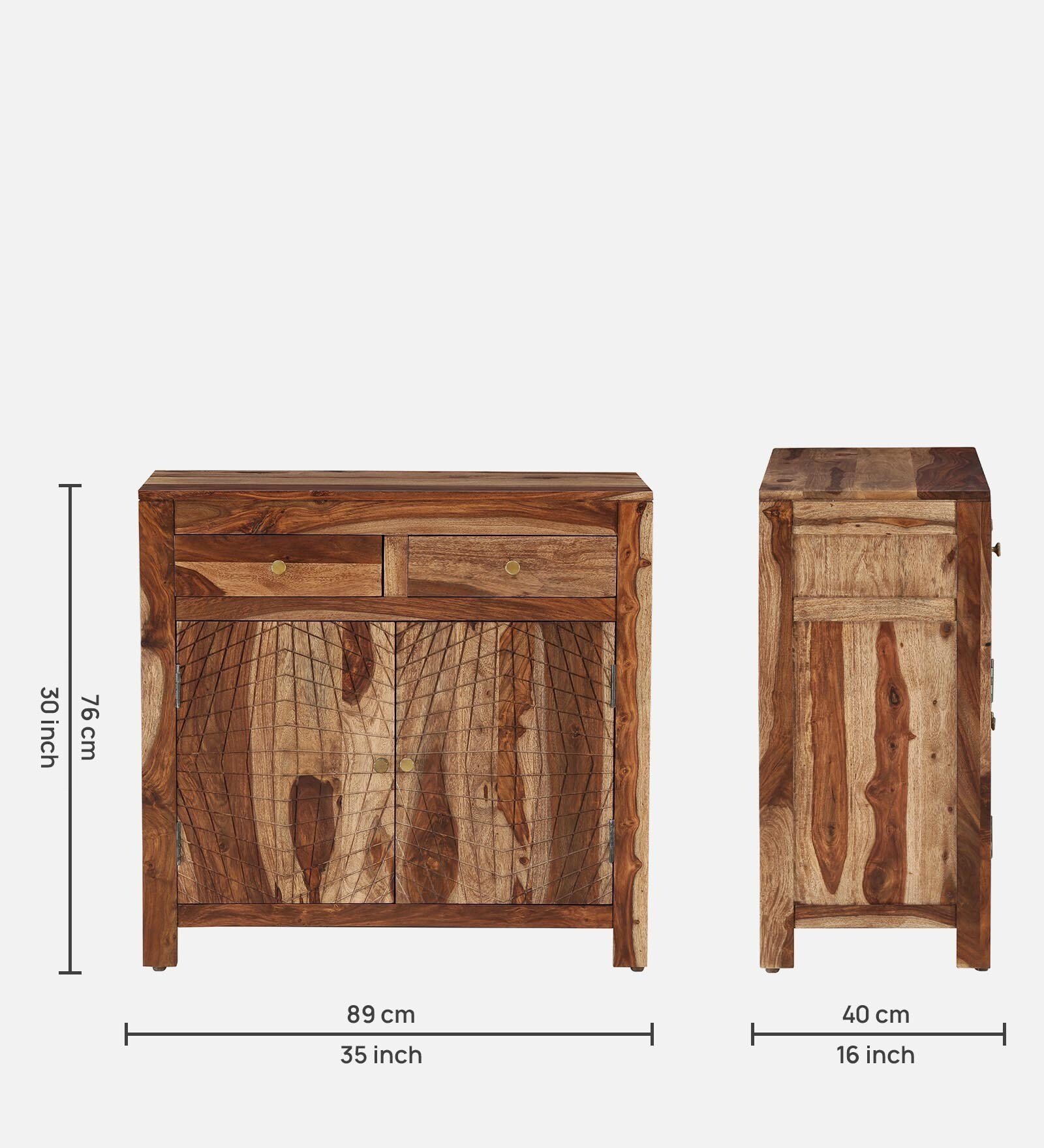 Elvora Solid Sheesham Wood Storage Cabinet with Spacious Dual Door Design - Image 2
