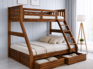 Elvora Solid Wood Bunk Bed in Walnut Finish