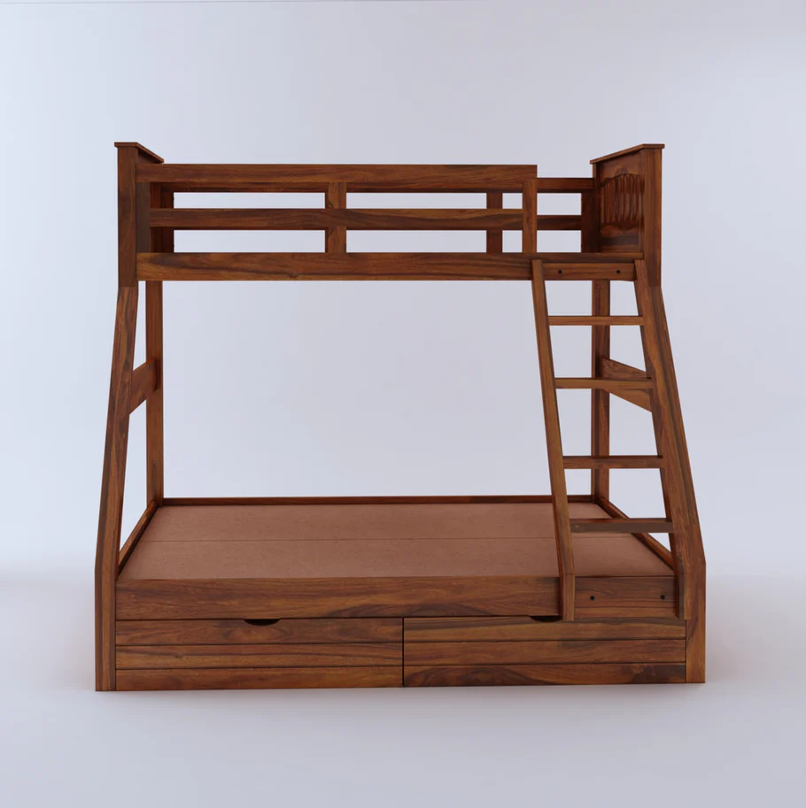 Elvora Solid Wood Bunk Bed in Walnut Finish - Image 3
