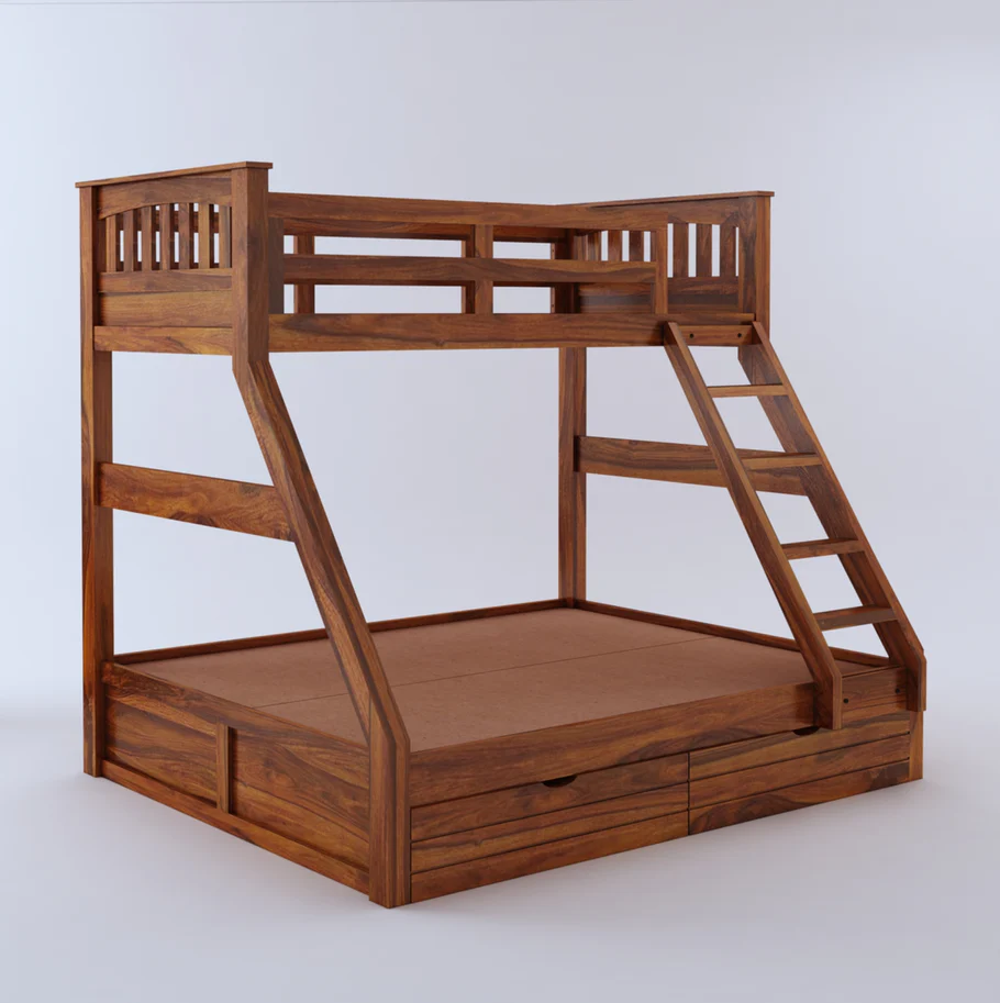 Elvora Solid Wood Bunk Bed in Walnut Finish - Image 4