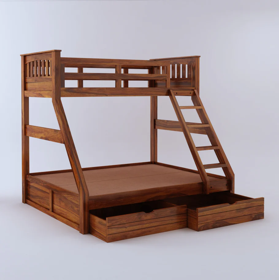Elvora Solid Wood Bunk Bed in Walnut Finish - Image 6