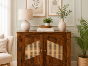 Estoria Premium Wooden Cabinet in Dark Walnut Finish