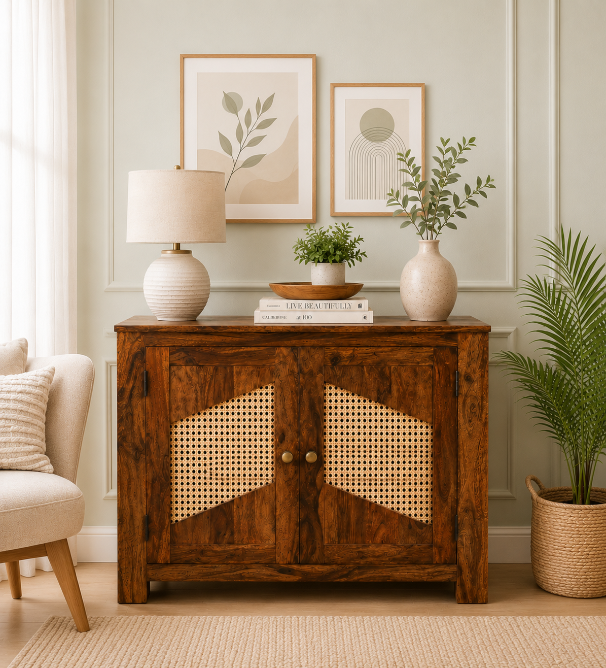 Estoria Premium Wooden Cabinet in Dark Walnut Finish