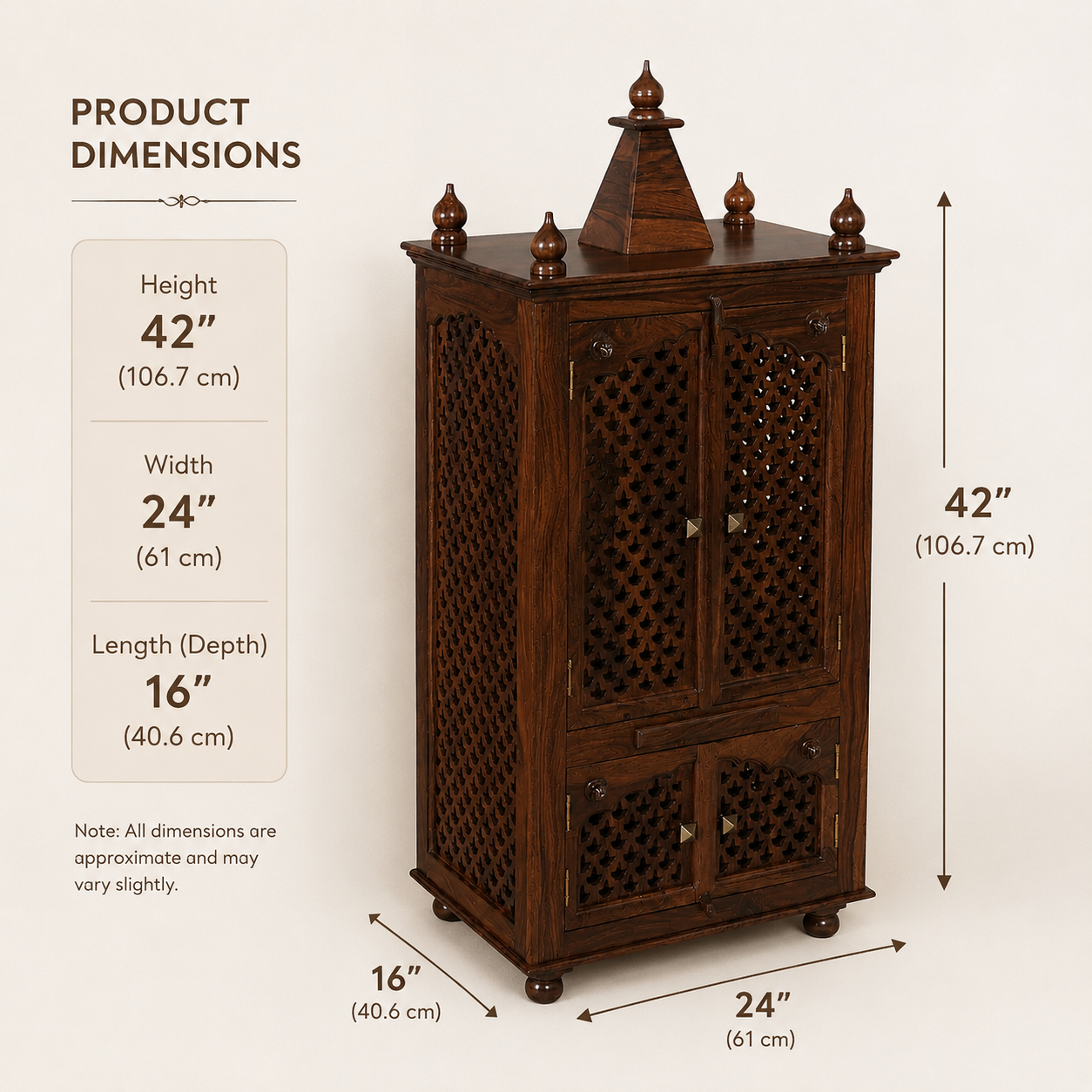 Eternal Blessings Luxury Wooden Temple Unit for Home and Pooja Room - Image 3