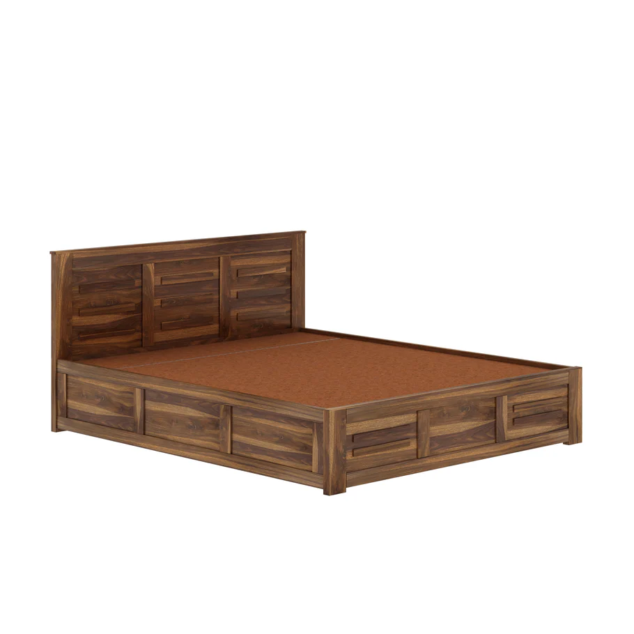 Evandor Solid Sheesham Wood Bed in Rich Provincial Teak Finish - Image 2