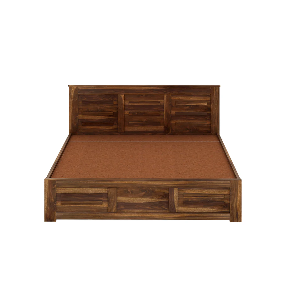 Evandor Solid Sheesham Wood Bed in Rich Provincial Teak Finish - Image 3
