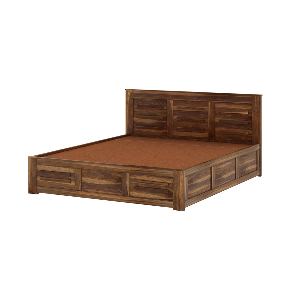 Evandor Solid Sheesham Wood Bed in Rich Provincial Teak Finish - Image 5