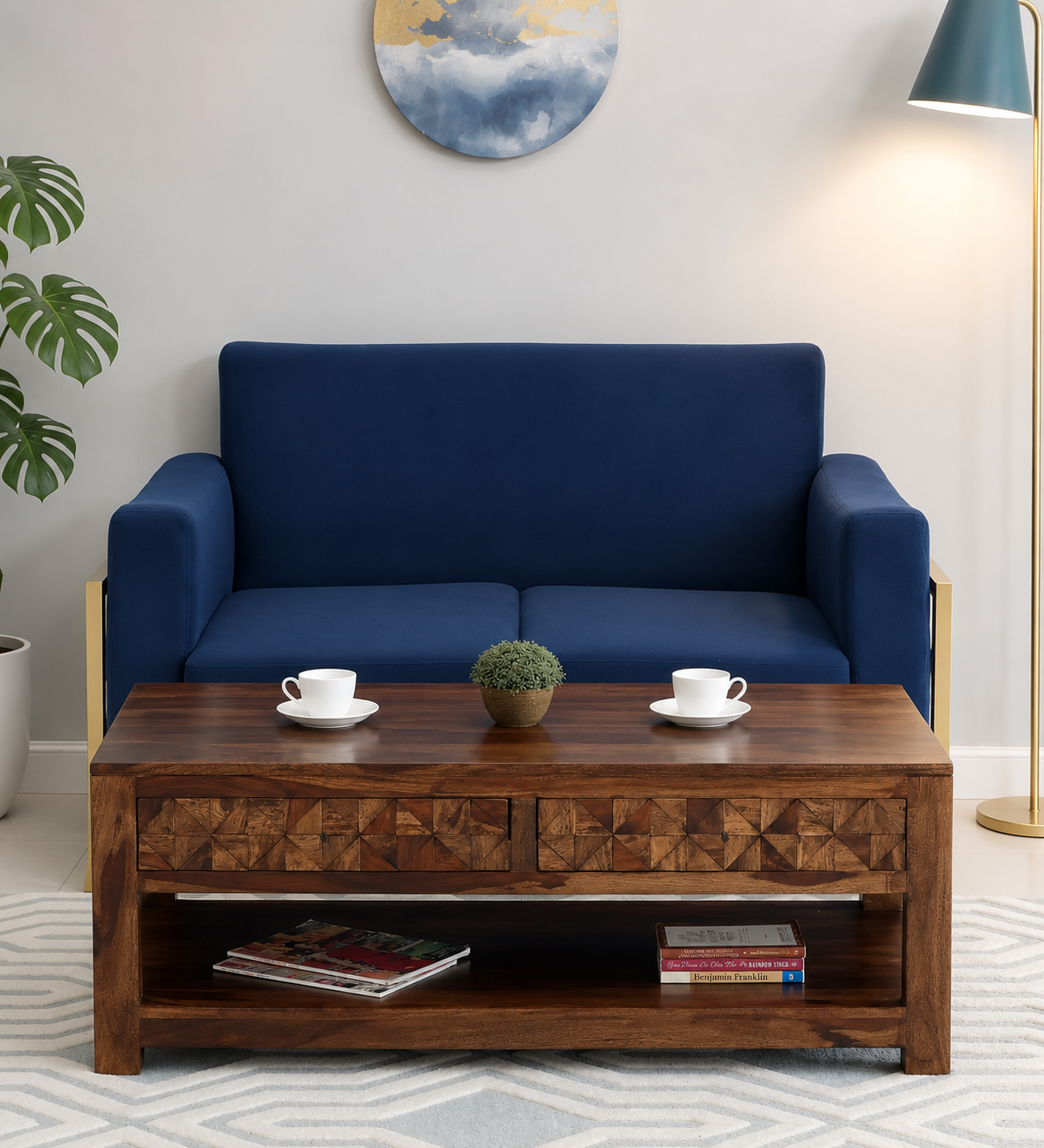 Everwood Premium Coffee Table with Spacious Utility Shelf