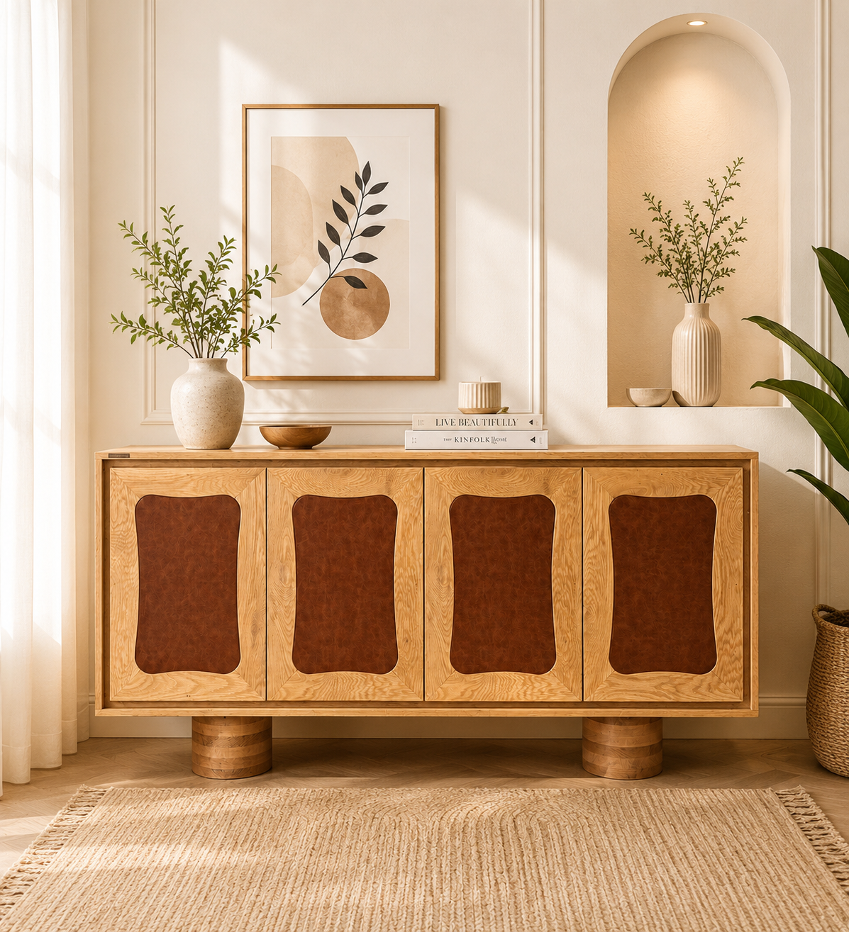 Evoric Solid Wood Contemporary Cabinet with Spacious Compartments