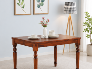 Fenwick Solid Sheesham Wood Rectangular Dining Table with Thick Table Top