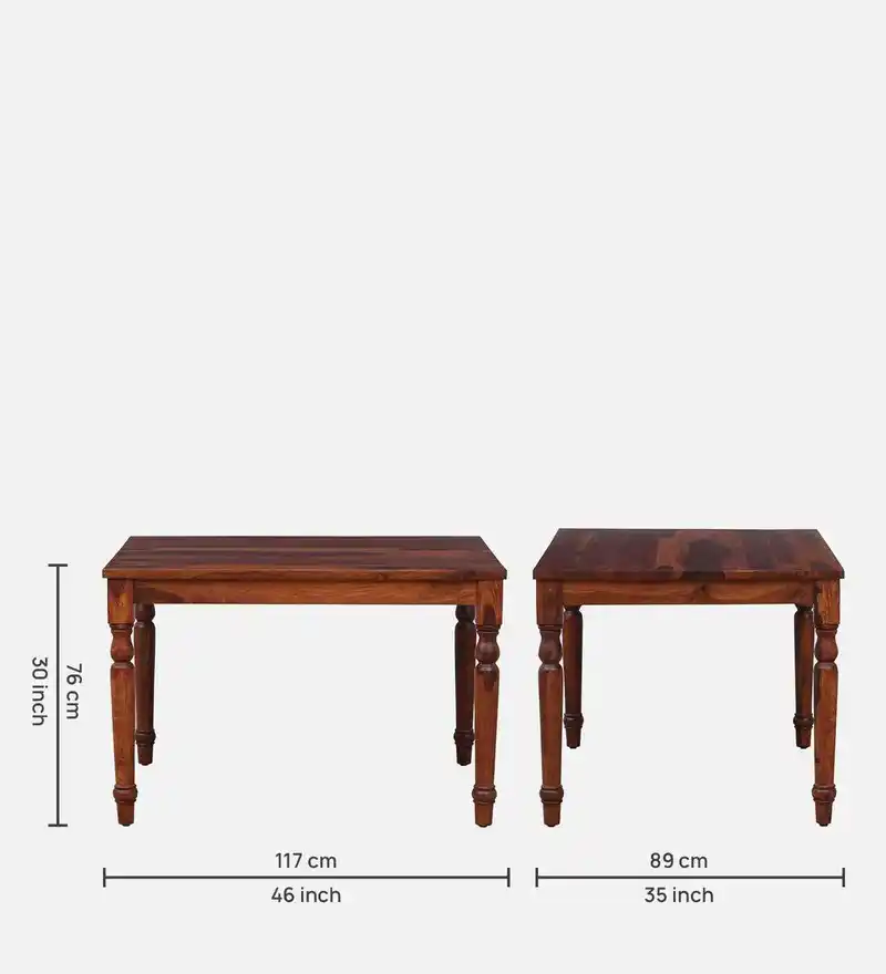 Fenwick Solid Sheesham Wood Rectangular Dining Table with Thick Table Top - Image 3