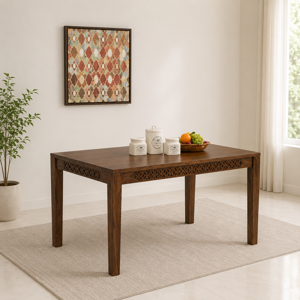 Florence Premium Solid Sheesham Wood Dining Table