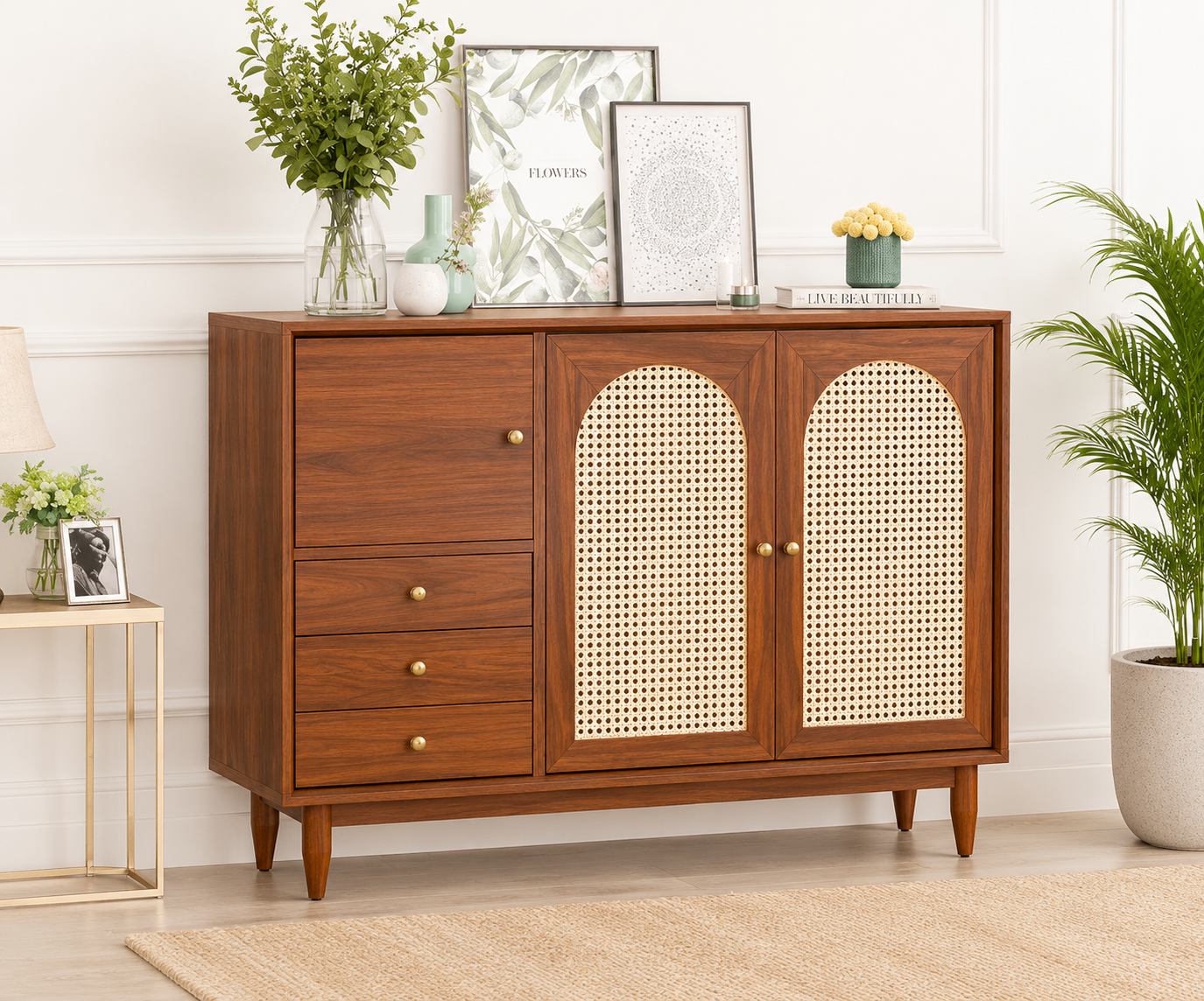 Forest Edge Solid Sheesham Wood Storage Cabinet in Honey Finish