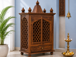 Grand Spiritual Solid Wood Temple Unit with Elegant Drawer and Storage Design