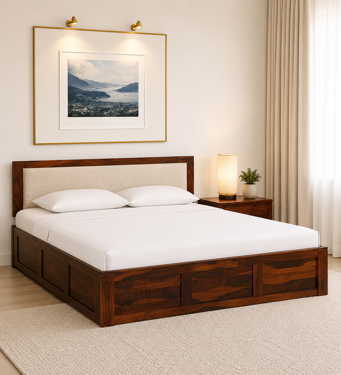 Grayson Luxury Solid Sheesham Wood Bed with Clean Design