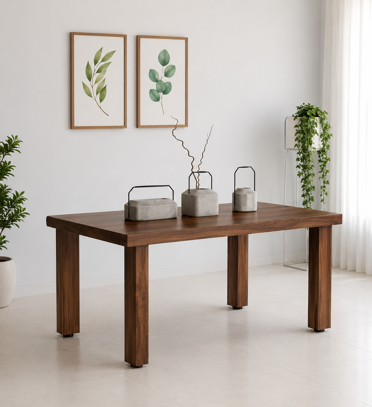 Halvion Premium Solid Sheesham Wood Dining Table in Teak Finish