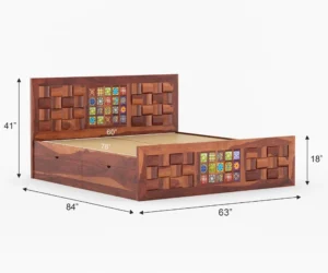 Hampton Premium Sheesham Wood Queen Size Storage Bed - Image 5