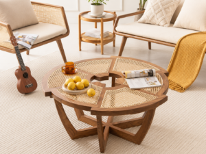 Handcrafted Solid Sheesham Wood Coffee Table for Living Room