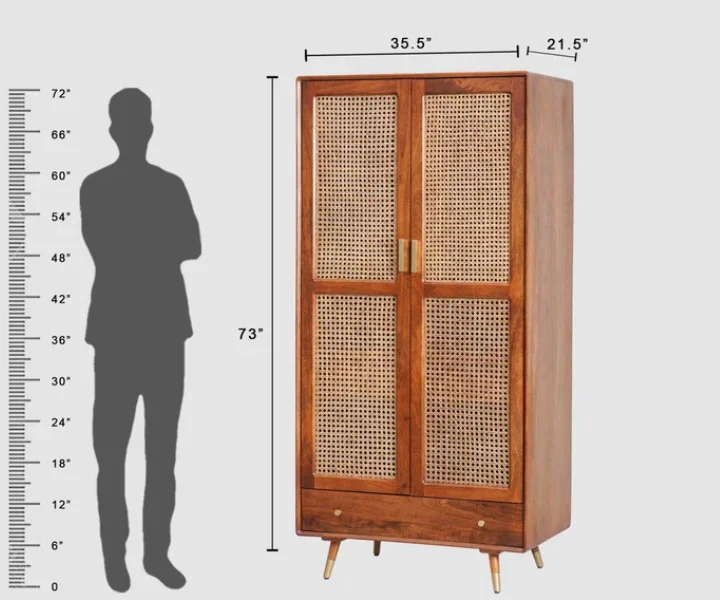 Handcrafted Solid Sheesham Wood Wardrobe - Image 8