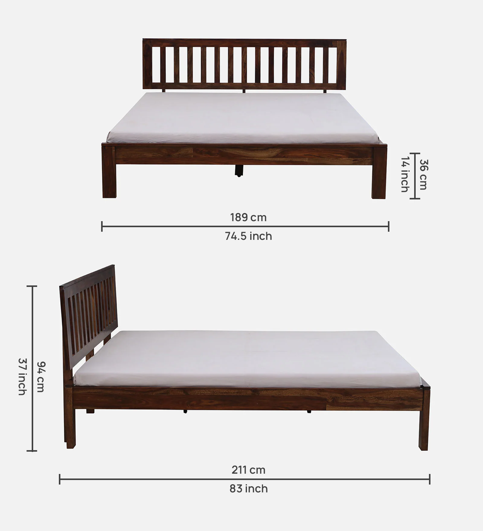 Havelo Handcrafted Solid Sheesham Wood Double Bed Frame - Image 7