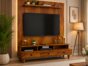 Haven Modern Solid Sheesham Wood TV Console