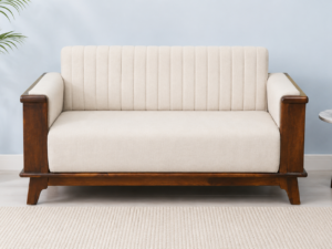Heritage Luxe Wooden 2 Seater Sofa with Contemporary Armrest Design